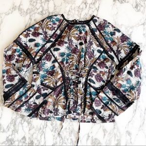 TOPSHOP Cotton Lace-up Blouse